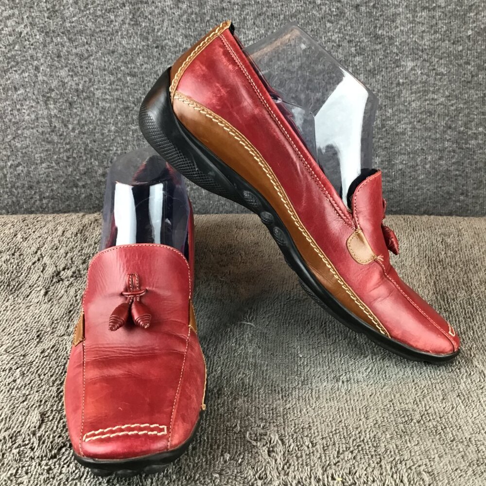 Sesto Meucci Red/Brown Leather Flats Loafers Size 8 M